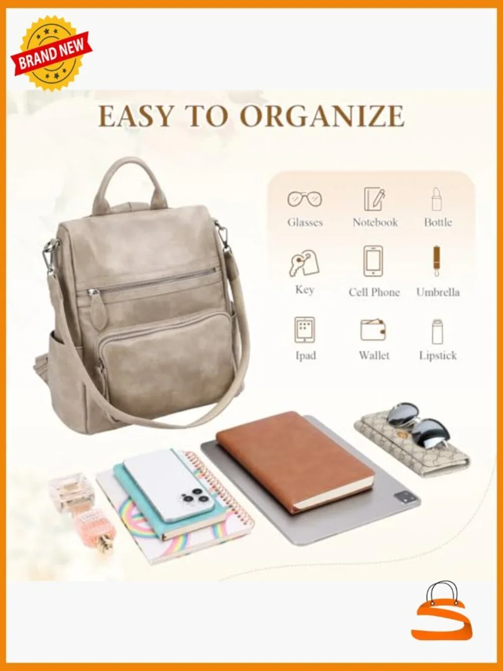 Convertible PU Leather Backpack Purse Anti Theft 3 Ways to Carry